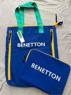 NWT United Colors Of Benetton Blue Sports/Utility Bag with laptop sleeve